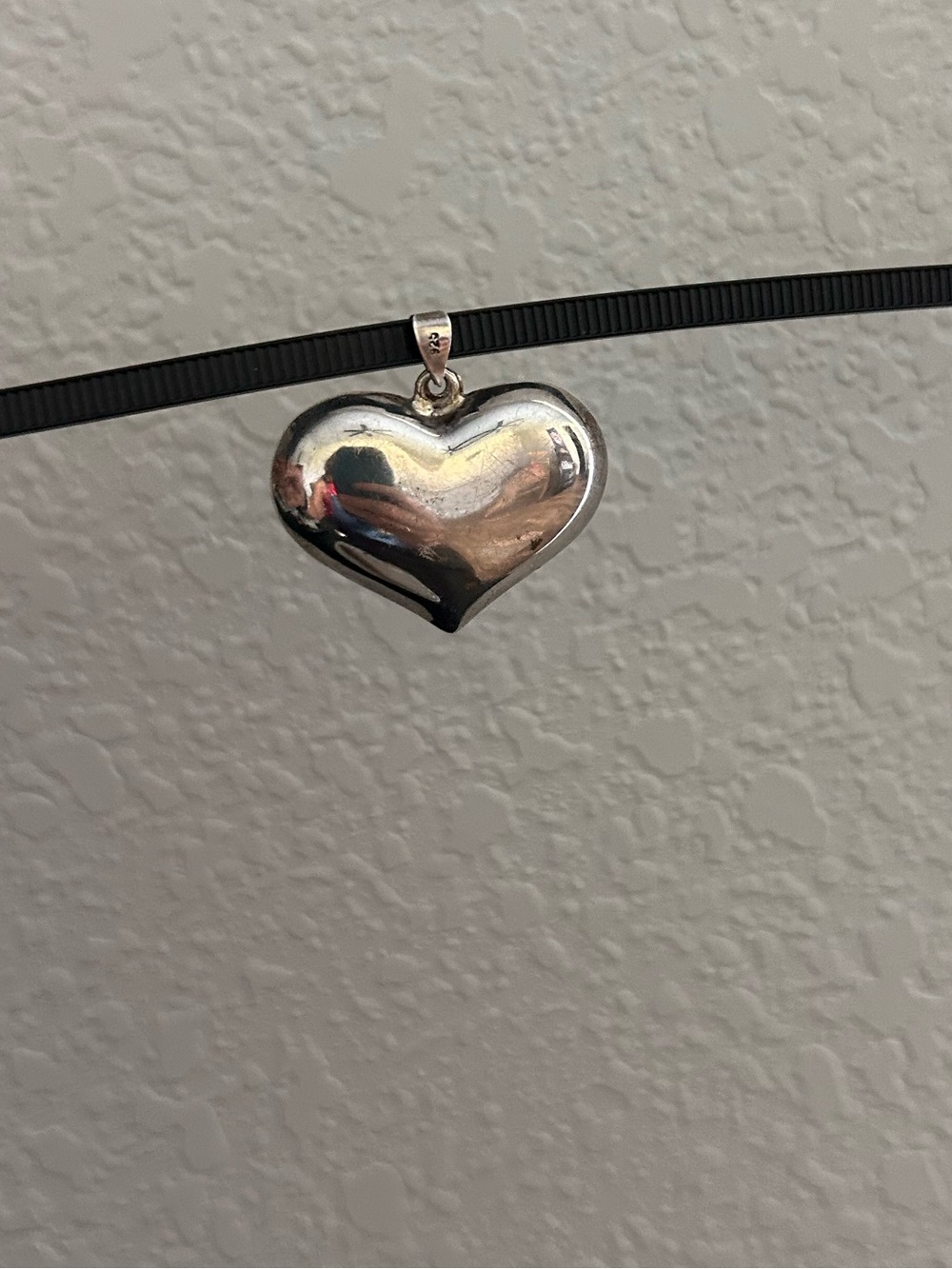 Classic 1980s Sterling Silver Wide Puffy Heart Pendant - Vintage Heart Charm 925